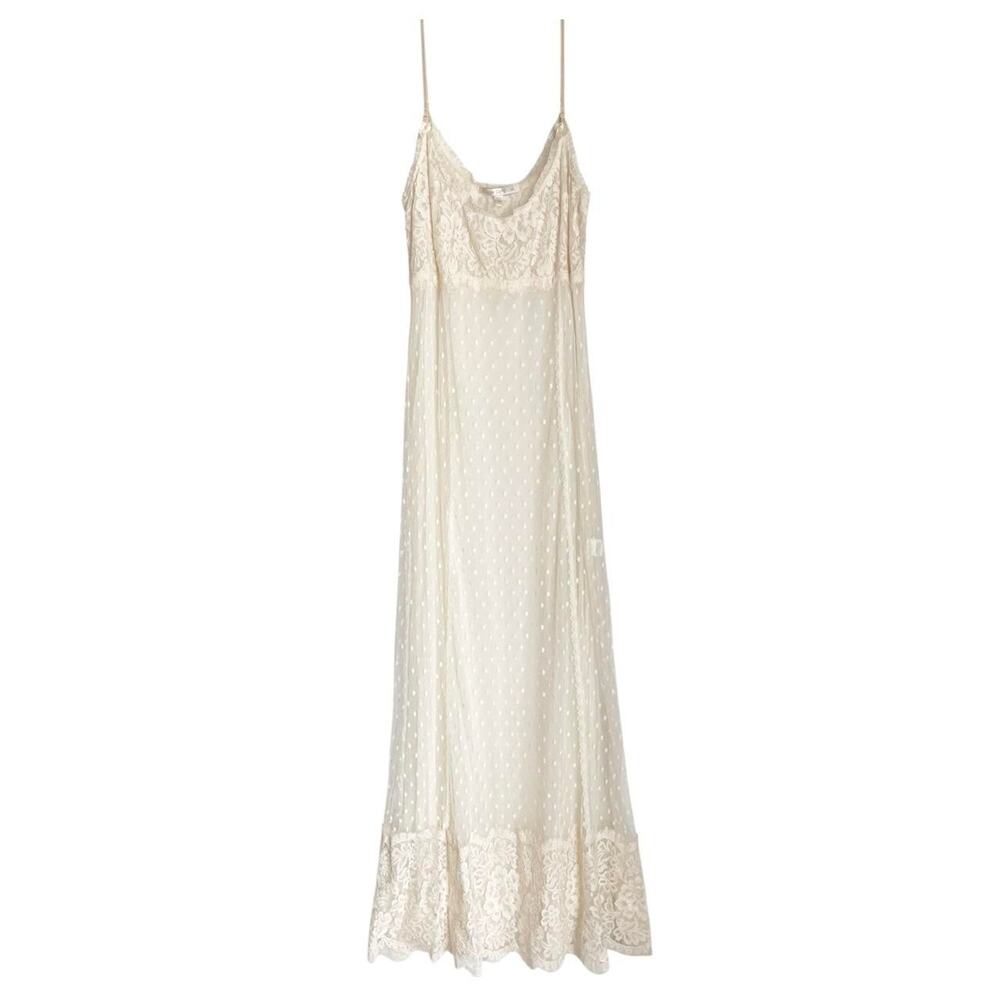 Deadstock Vintage Claire Pettibone sheer lace maxi slip dress Size L